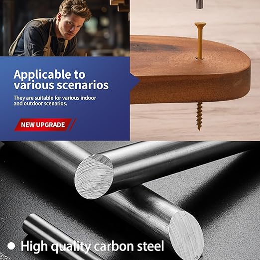 #8 x 1-5/8" Deck Screws (1224Pcs) 8lb. Exterior Wood Screws. Carbon Steel, Tan, Flat Head, Rust Resistant epoxy Coated, with T25 Star Bit