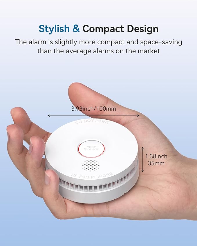 SITERWELL Smoke Detector, 10 Year Product Life Fire Alarm with Magnetic Fastening Kit, Smoke Alarm with Photoelectric Sensor and Low Battery Warning Function for House, UL217-10th Listed,GS509A,6 Pack