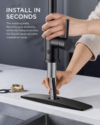 FORIOUS Touchless Kitchen Faucet with Pull Down Sprayer, Black Hands-Free Smart Motion Sensor Sink Faucet Single Handle Contemporary, Suitable for Farmhouse Laundry Camper RV Bar