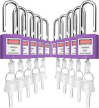 SAFBY Lockout Tagout Locks, Safety Padlock, Keyed Differently Loto Safety Padlocks for Lock Out Tag Out Kits Station (Purple 1-10)