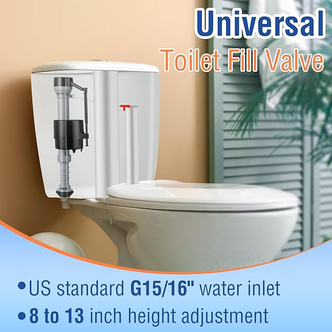 Saillong 1 Pack Toilet Fill Valve Replacement, Height Adjustable Universal Toilet Tank Flusher Replacement Kit, Leak-Proof Easy Install Fill Valve Repair Kit