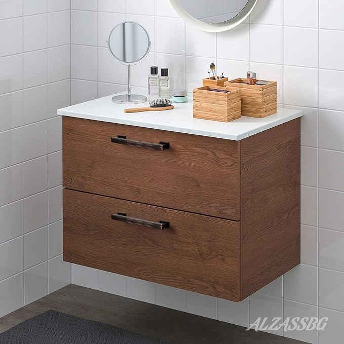 Alzassbg 10 Pack Oil Rubbed Bronze Cabinet Pulls, 5 Inch(128mm) Hole Centers Kitchen Cabinet Handles for Cabinets and Drawers AL3061ORB