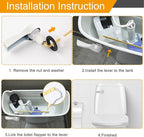 Hibbent Universal Metal Front Mount Toilet Handle Replacement Kit, Brass Toilet Flush Tank Lever with Stainless Steel Flapper Chains for Most Toilets, White Finish