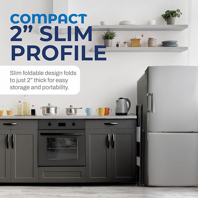 Step Ladder 2 Step Folding, Decorative - Beautiful Gray Wood & Black Aluminum, Ultra Slim Profile, Anti Slip Steps, Sturdy-Portable for Home, Office, Kitchen, Photography Use,by SORFEY