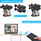 (All-in-One 10.1" IPS 8MP Monitor) 2-Way Audio PoE Outdoor Home Security Camera System Wired Outdoor Video Surveillance IP Cameras System