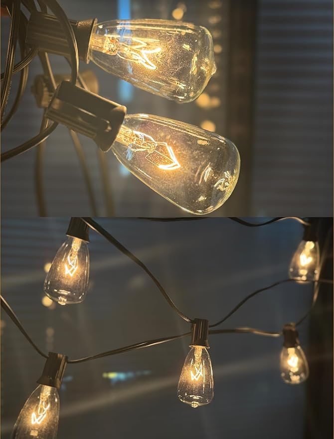 25 Pack Edison Light Bulbs, 5 Watts E12 Candelabra Base ST35 Edison Replacement Bulbs, Bistro Light Bulbs Incandescent for Outdoor Patio, Vintage Light Bulb Warm White