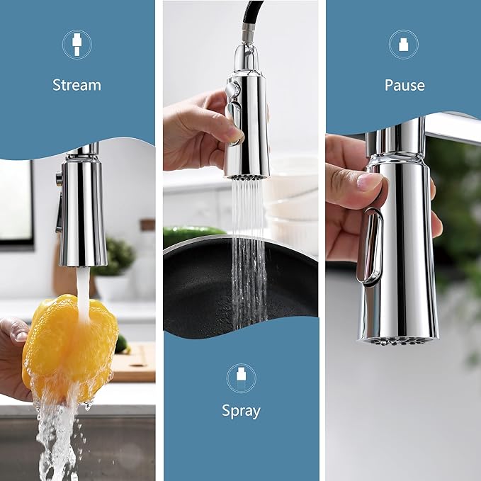 22‘’ Extra-Tall Polished Chrome Kitchen Faucets,Commercial High Arc Single Handle Kitchen Faucets with Pull Down Sprayer for Farmhouse Resist Stainless Professional Pre-Rinse