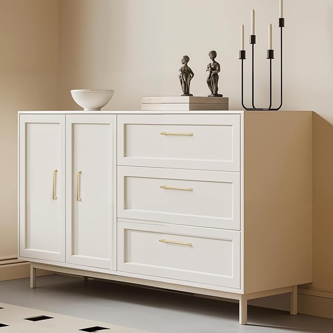 3 Pack 7.5 Inch(192mm) Hole Center Modern Brushed Gold Cabinet Pull Handle Timeless Vanity Drawer Pull Handle Classic Cabinet Hardware for Kitchen Dresser Bathroom, Screws Included, B-Gold(7.5x3)