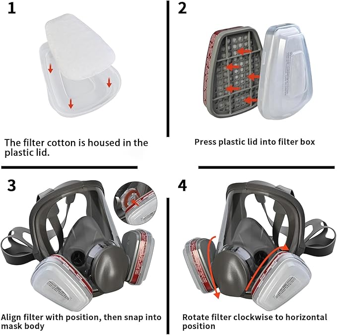 Half & Full Face Respirator Mask with Filters, Gas Masks for Construction Work, Paint, Dust, Spray, Welding, Sanding