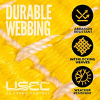 US Cargo Control 4" x 30' Winch Straps with D-Rings (10-Pack), 5,400 LBS Working Load Limit, Heavy Duty Flatbed Tie Downs, Yellow 4 Inch Straps for Flatbed Trailers, Trucks, and Cargo Securement