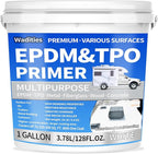 EPDM and TPO Primer White, Multi-Purpose RV Roof Primer, Use on Rubber, Wood, Fiberglass, Concrete, Metal, High-Performance Basecoat for RV, Camper and Trailer Roof Protection - 1 Gallon