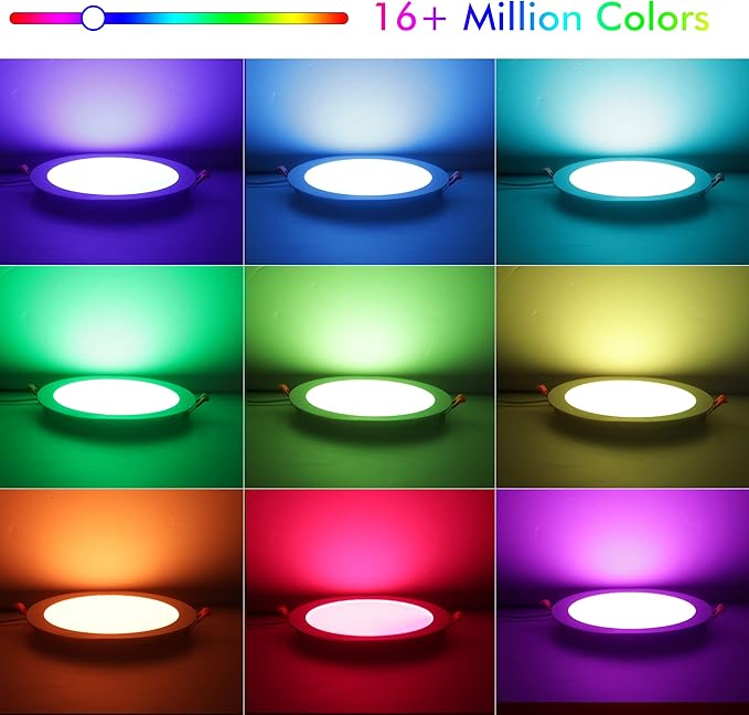 CLOUDY BAY [4 Pack] 8 inch Smart WiFi LED Recessed Lights,20W RGBCW Color Changing Recessed Lighting,Compatible with Alexa and Google Home Assistant,No Hub Required,2700K-6500K,CRI90+ Wet Location