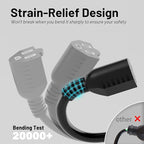 16/3 Black Indoor Outdoor Extension Cord 3 Ft 2 Pack Waterproof, Heavy Duty Extension Cord with 3 Prong Grounded Plug,13A 1625W 16AWG SJTW, Flexible Weatherproof Power Cable