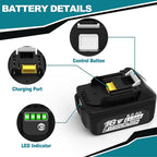 6.0Ah Battery Replacement for Makita 18V Battery Compatible with 18 Volt BL1860B BL1850B BL1840B BL1830B BL1815B Batteries