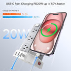 Power Strip Surge Protector, 10 Ft Extension Cord with 12 AC Multiple Outlets 4 USB (1 USB C), SMALLRT Power Tower Desktop Charging Station (White, 10 FT PD20W)