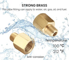 1/4 Inch Female to 1/8 Inch Male, Reducing Adaptor Brass Pipe Fitting, NPT Adaptor, Thread 0.375" OD × 0.5" ID, Pack of 2