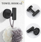 TURS Matte Black 8 Pieces Bathroom Hardware Set, SUS304 Stainless Steel 24 Inch and 20 Inch Bath Towel Bar Set, Round Bathroom Accessories Kit Wall Mounted Towel Holder