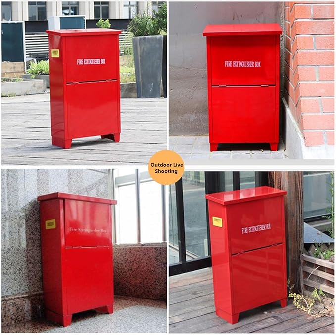 Fire Extinguisher Cabinet for 5-10 pounds Extinguisher 21.3'' x 12.6'' x 6.7'' Accommodate Two Extinguisher Indoor/Outdoor Ground Fire Extinguisher Box Waterproof Dustproof