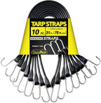 31'' Rubber Bungee Cords Heavy Duty Outdoor with 55.8" Max Stretch & Over 176 lbs Load, 100% EPDM Black Bungee Straps with Standard S Hooks for Cargo, Tarps, Truck, Motorcycle, Weatherproof (50 Pack)