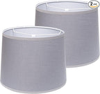 Lamp Shades Set of 2 - Drum Lampshades 11.4" x 12.9" x 9.8" Inches, Fabric Medium Replacement Lampshades for Table Lamp, Floor Lamp, Assembly Required, Spider,Linen