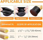 Ezprotekt 8 Pcs Extra Large Chair Leg Protectors with Felt, Silicone Felt Furniture Pads, Floor Protectors for Chair, Bar Stools Leg Protectors Caps, Table Leg Cups Covers (XL Fit: 1.4"-1.65", Black)