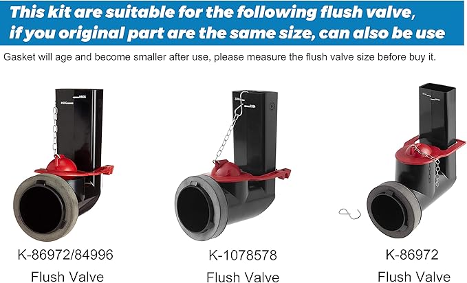Toilet Flapper Replacement with Toilet Flush Valve Seal Gasket Compatible with Kohler Parts 84995 and 1000490 Flapper Replacement and Kohler GP83996 Gasket, 2.5 Inch