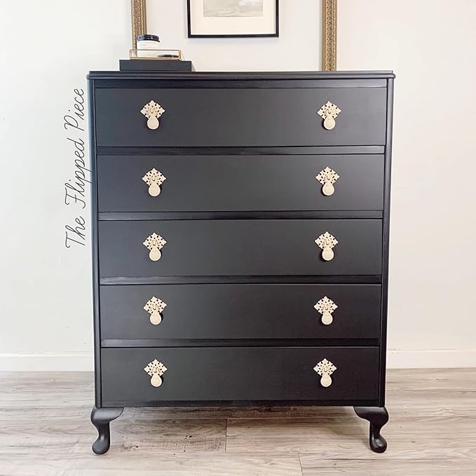 Dixie Belle Paint Company Chalk Finish Furniture Paint - Caviar (16oz) - Matte Black Chic Chalk Mineral DIY Furniture Paint