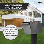 Ilyapa Modern Mailbox for Post Mount - Gray with Gray Door Powder Coated Steel, Waterproof Letter Box for Parcels, with Recessed Magnetic Close Door