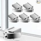 5 Pack Window Locks, Diecast Durable Design, Compatible with Horizontal and Vertical Window, Fit 1/16 inch(0.16cm) up to Wide Rail Easy Installation, Enhanced Safety (Silver)