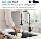 KRAUS Bolden Commercial Style 2-Function Single Handle Pull Down Kitchen Faucet in Brushed Brass/Matte Black, KPF-1610BBMB