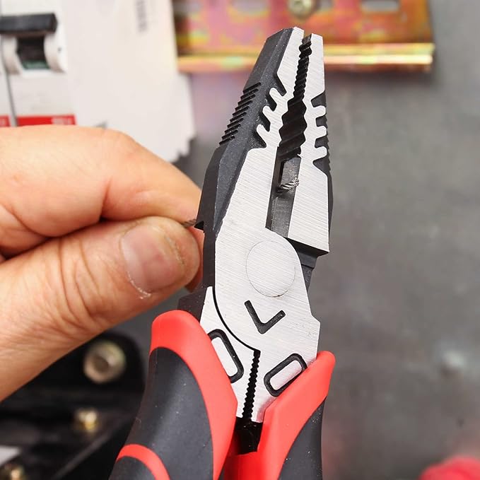 HAUTMEC 9" Linesman Pliers High Leverage Combination Pliers Multifunctional Heavy Duty Lineman Tools HT0271-PL