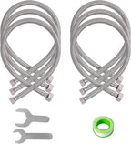 (6 Pack) SUNGATOR 20 Inch Faucet Supply Lines, 3/8" Female Comp Thread x 1/2" FIP Thread Sink Hose, 20" Stainless Steel Braided Faucet Supply Line for Bathroom, with 2 Wrenches and 1 Sealing Tape