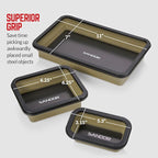 Collapsible Magnetic Parts Tray Set - 3 Different Size Tool Trays for Screw, Bolts, Nuts, Washers, Pins and Other Small Metal Parts, Mechanic Tool Gifts for Men - Khaki