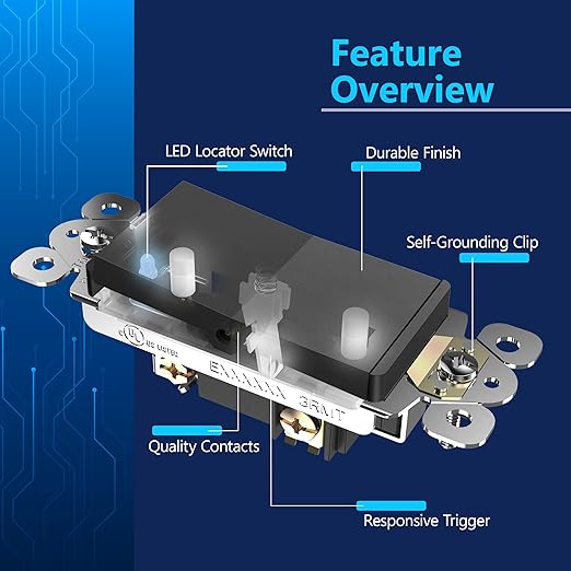 LIDER Minimalist Design Matte Finish Lighted 4-Way Decorator Light Switch, Four Way Frameless Rocker Switch, Residential/Commercial Grade, 15A 120V/277V, UL Listed, LS15-4W-SG, Space Gray