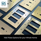 Rio Salto Modern Edge Metal Brass Gold Toggle Light Switch Cover Metal Decorative Toggle Switch Covers Wall Plate Outlet Flip Switch Cover Socket Togle - Midsize 1 Gang 5-Pack