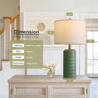 PoKat 24" Modern Ceramic Table Lamps Set of 2 for Bedroom, Green Bedside Lamps for Night Stands, Farmhouse House Decor Nightstand Table Lamps for Living Room End Table Green