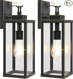 BesLowe 16” Upgraded Motion Sensor Outdoor Wall Lights, Dusk to Dawn Porch Lights Outdoor Wall Sconces, 3 Lighting Modes Exterior Lighting Fixtures with Hooks, Bronze Outside Lights for House, 2-Pack