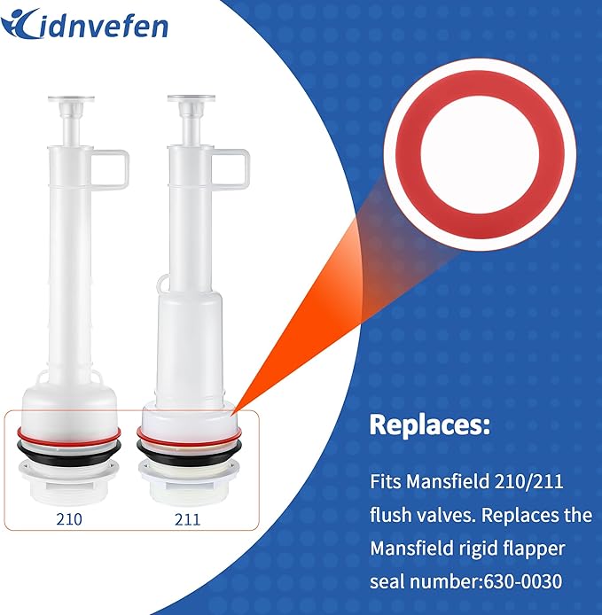 Flush Valve Seal for Mansfield 210/211 Flush Valve, Upgraded Silicone Material Mansfield Toilet Replacement Parts 160, Toilet Gasket Equivalent to 630-0030, 3Pcs
