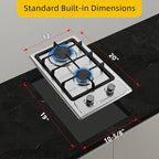 Hothit 2 Burner Propane Gas Cooktop, 12" Inch LPG/NG Dual Fuel Built-in Gas Stove Top, Stainless Steel Electronic Ignition Gas Hob for Apartment, Outdoor, RVs(L12"×W20")…