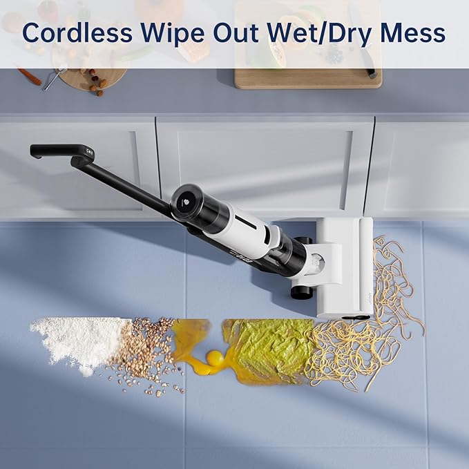 JONR ED12 Lite Wet Dry Vacuum Cleaner, Cordless Vacuum Mop with Self-Cleaning, 0.1” Edge Cleaning, Lightweight (7.7lbs), for Hard Floors & Pet Hair, Anti-Tangle Design