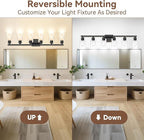 6-Light Bathroom Light Fixtures, 38" Modern Vanity Lights Over Mirror with Clear Glass Shades, Matte Black Light Fixture, Classic Wall Light Fixture for Mirror Living Room Cabinet Bedroom Porch