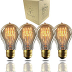 GOENDR Edison Bulb A19, Vintage Incandescent Light Bulbs - 60 Watt, Dimmable 2700K Warm Amber, E26/E27 Base, Squirrel Cage Filament - Antique Decor for Home, Table Lamp, Restaurant, 4Pack