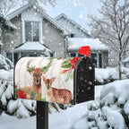 Xmas Deer Mailbox Covers Magnetic Standard Size Winter Floral Mailbox Wraps 21x18 Inch Christmas Deer Post Box Cover Outside Decorations for Garden Yard