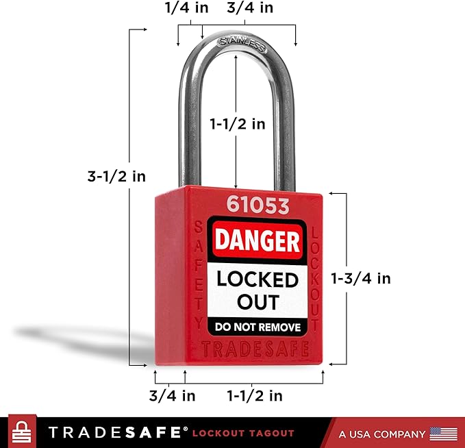 TRADESAFE Lockout Tagout Locks Set - 7 Red Keyed Alike Padlocks, 2 Keys Per Lock, OSHA Compliant Loto Locks for Lock Out Tag Out Stations, Premium Grade