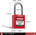 TRADESAFE Lockout Tagout Locks Set - 7 Red Keyed Alike Padlocks, 2 Keys Per Lock, OSHA Compliant Loto Locks for Lock Out Tag Out Stations, Premium Grade