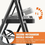 Sweetcrispy 3 Step Ladder, 800lbs Folding Step Stool with Wide Anti-Slip Pedal, Sturdy Ladder, Convenient Handrail, Lightweight, Portable Step Stool