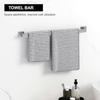 10-Pieces Brushed Nickel Bathroom Accessories Set, 23.6 Inch Bath Towel Bar Set, Stainless Steel Bathroom Hardware Set, Towel Racks for Bathroom Wall Mounted.