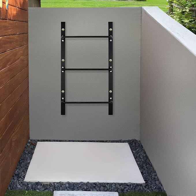 3-Rung Window Well Ladder Straight, Heavy Duty Steel Fire Escape Ladder, Basement Egress Window Ladder 34.2" Lx17.9 W, High Load-Bearing Capacity, Black