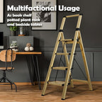 Taranta 4 Step Ladder, Portable Folding Ladder with Wide Pedal, Lightweight Aluminum Step Stool with Convenient Handgrip, 330 lbs Capacity Stepladder for Home, Office - Gold