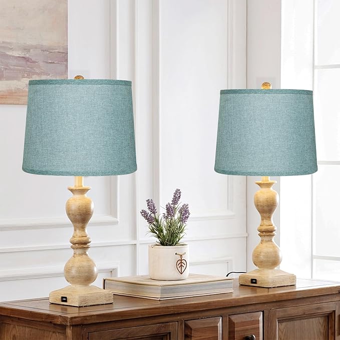 Lamp Shades Set of 2 - Drum Lampshades 11.4" x 12.9" x 9.8" Inches, Fabric Medium Replacement Lampshades for Table Lamp, Floor Lamp, Assembly Required, Spider,Linen